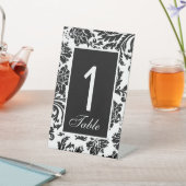 Signe De Table Mariage personnalisé noir et blanc damassé (In SItu)