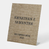 Signe De Table Mariage personnalisé Rustic Burlap Motif naturel (Recto)