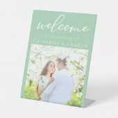 Signe De Table Mariage photo Chic Mint Green Couple Bienvenue (Recto)