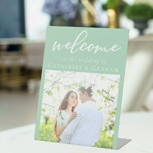 Signe De Table Mariage photo Chic Mint Green Couple Bienvenue