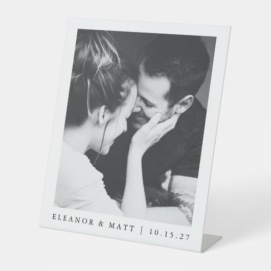 Signe De Table Mariage photo minimaliste noir blanc (Recto)