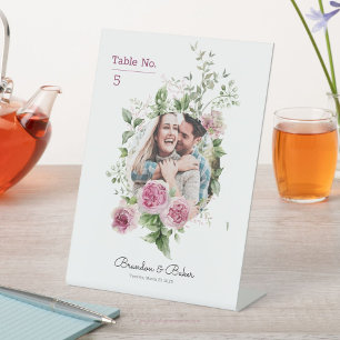 Signe De Table Mariage photo romantique élégant Numéros de tablea