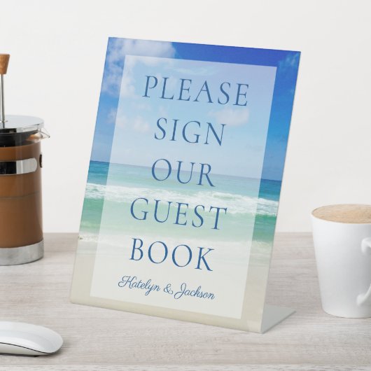 Signe De Table Mariage Plage S'Il Vous Plaît Signer Notre Livre D (In SItu)