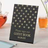 Signe De Table Mariage Pois moderne Black & Gold (In SItu)