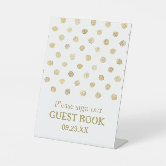 Signe De Table Mariage Pois moderne blanc et or (Recto)