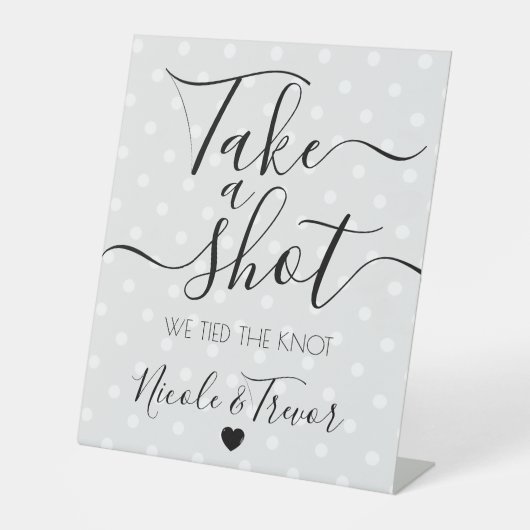 Signe De Table Mariage Prends un Shot Gris Points Rétro (Recto)