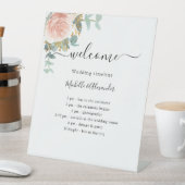 Signe De Table Mariage programme chronologique rose or floral (In SItu)