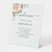 Signe De Table Mariage programme chronologique rose or floral (Recto)