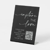 Signe De Table Mariage QR Code Photo App Télécharger Monochrome (Recto)