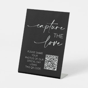 Signe De Table Mariage QR Code Photo App Télécharger Monochrome
