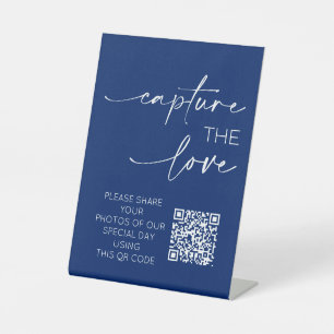 Signe De Table Mariage QR Code Photo App Télécharger Royal Blue