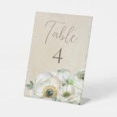 Signe De Table Mariage Ranunculus blanc rustique Numéro de table (Recto)
