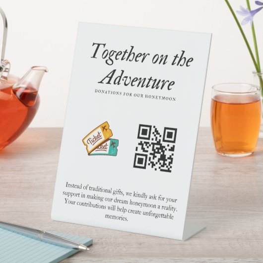 Signe De Table Mariage Registre Honeymoon Fund Qr Code Cadeau (In SItu)