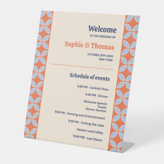 Signe De Table Mariage rétro du milieu du siècle (Recto)