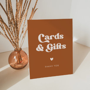 Signe De Table Mariage rétro élégant Burnt Orange Cartes et Cadea
