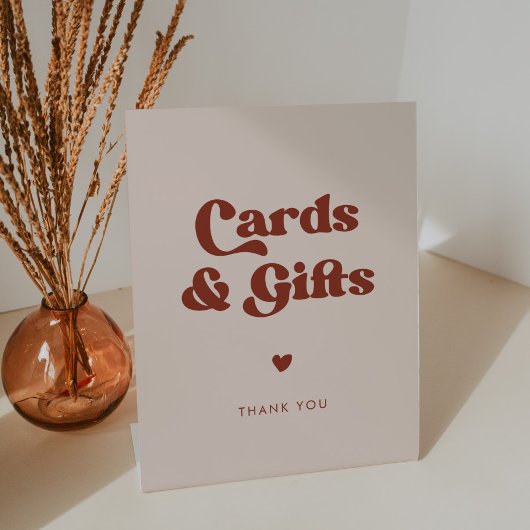 Signe De Table Mariage rétro élégant Peach Pink Cartes & Cadeaux