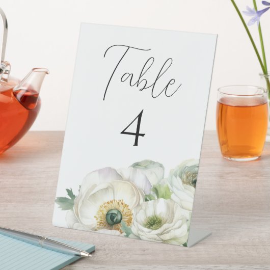 Signe De Table Mariage romantique blanc Ranunculus (In SItu)