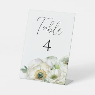 Signe De Table Mariage romantique blanc Ranunculus