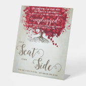 Signe De Table Mariage romantique de feuille de coeur rouge (Recto)