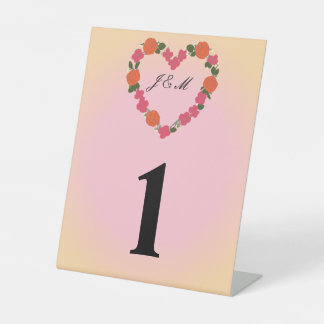 Signe De Table mariage rose et orange