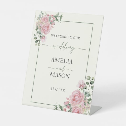 Signe De Table Mariage rose et vert (Recto)