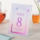 Signe De Table Mariage Rose Soleil Lune Étoiles Coucher de Soleil (In SItu)