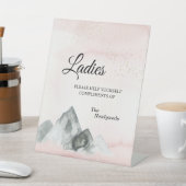 Signe De Table Mariage Rose Sunrise Mountain Dames Salle de bain (In SItu)