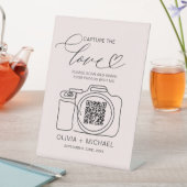 Signe De Table Mariage rose vif Capture Le Code QR d'amour (In SItu)