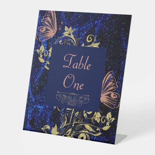 Signe De Table Mariage Royal Blue Gold Butterfly (Recto)