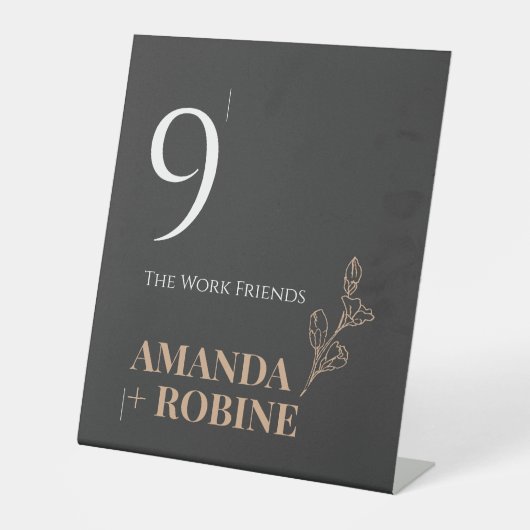 Signe De Table Mariage royal noir Numéro de table Signal piédesta (Recto)