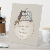 Signe De Table Mariage rustique en forêt avec hiboux (In SItu)