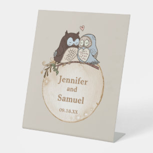 Signe De Table Mariage rustique en forêt avec hiboux