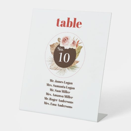 Signe De Table Mariage Safari Desert Boho Fleurs (Recto)
