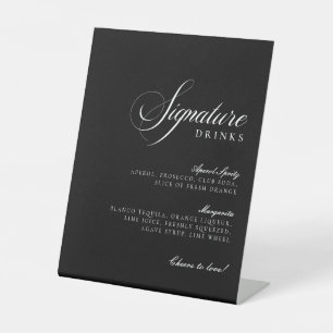 Signe De Table Mariage Signature Boissons Classique Ivoire Noir P