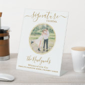 Signe De Table Mariage Signature Cocktail Gold Custom Photo Bar (In SItu)