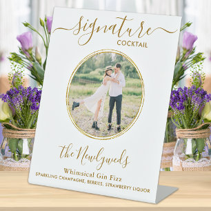 Signe De Table Mariage Signature Cocktail Gold Custom Photo Bar
