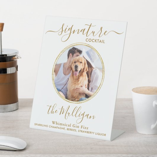Signe De Table Mariage Signature Cocktail Gold Custom Photo pour  (In SItu)