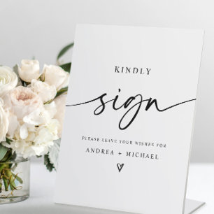 Signe De Table Mariage Signer Livre d'invité Moderne Minimaliste 