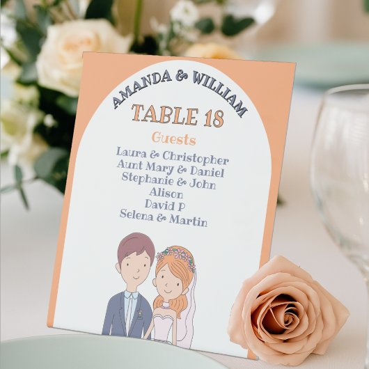 Signe De Table Mariage simple de de mariés avec un dessin animé