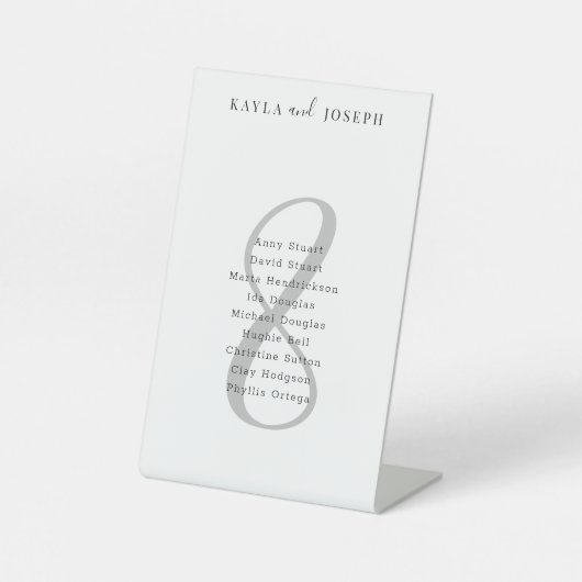Signe De Table Mariage simple et élégant Tableau Numéro 8 (Recto)