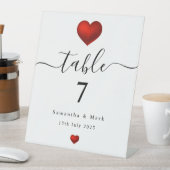 Signe De Table Mariage simple moderne Red Heart (In SItu)