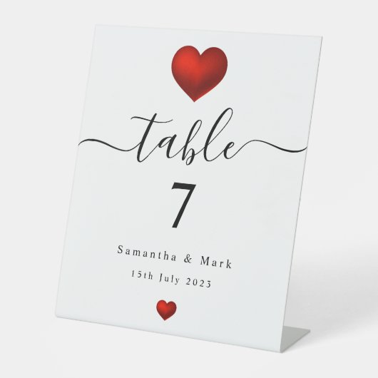 Signe De Table Mariage simple moderne Red Heart (Recto)