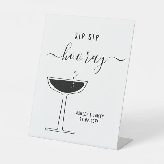 Signe De Table Mariage Sip Sip Hooray Champagne Coupe Verre (Recto)