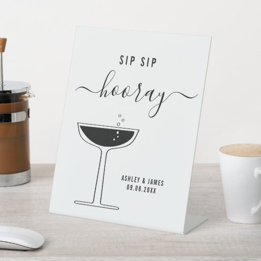 Signe De Table Mariage Sip Sip Hooray Champagne Coupe Verre (In SItu)