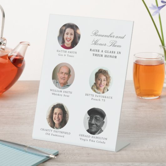 Signe De Table Mariage Souvenir Cinq cocktails photo Menu (In SItu)
