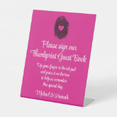 Signe De Table Mariage Thumbprint Pink Livre d'invité Table d'acc (Recto)