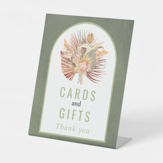 Signe De Table Mariage vert sauge à palme séchée et herbe de pamp (Recto)