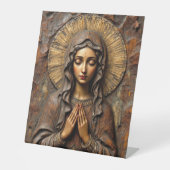 Signe De Table Marie en bois sculptée avec dévotion (Recto)