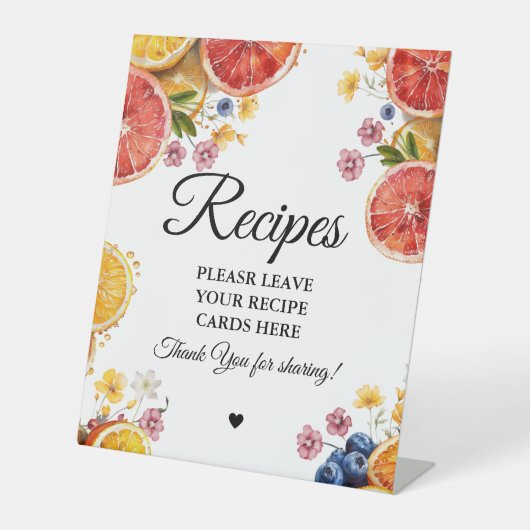 Signe De Table Mariée Citrus Laisser vos recettes Douche nuptiale (Recto)