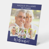 Signe De Table Marine bleu photo collage anniversaire fête bienve (Recto)